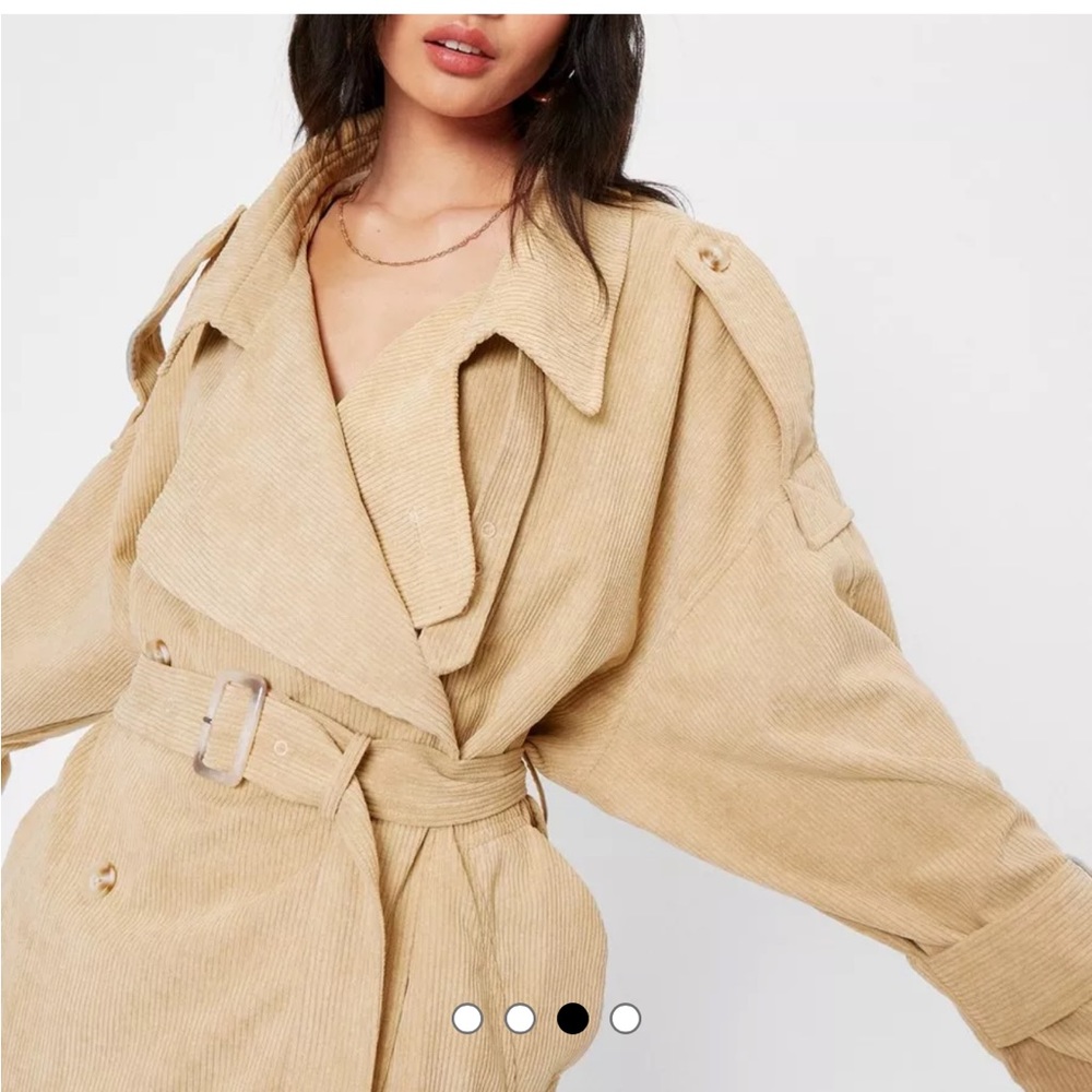 Nasty Gal Tan Corduroy Oversized Belted Trench